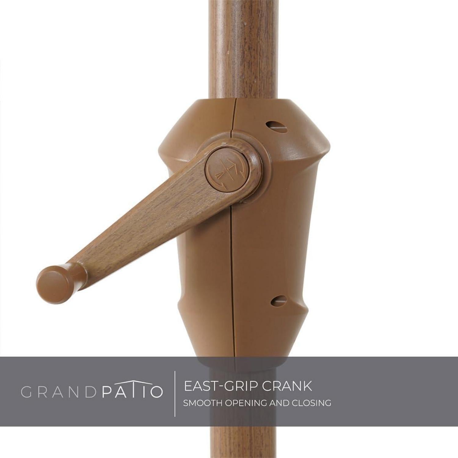 Grand patio Sonnenschirm Ø270cm Beige mit Quastendesign und Kurbel UV-Schutz