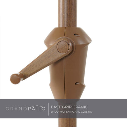 Grand patio Sonnenschirm Ø270cm Beige mit Quastendesign und Kurbel UV-Schutz