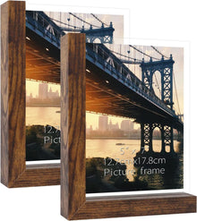 Doppelseitiger Glasbilderrahmen 13x18cm für Tisch Braun