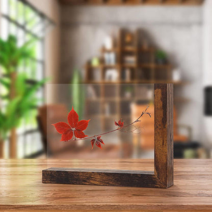 2er Set Glasbilderrahmen 13x18 cm mit L-förmigem Holzsockel Rustikale Deko