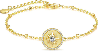 Sonniges Damen Armband 925 Sterling Silber mit Sonnenanhänger