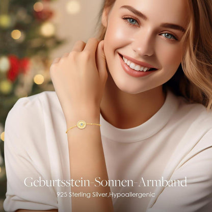 CDE Sterling Silber Sonnen Armband mit Geburtsstein für Frauen