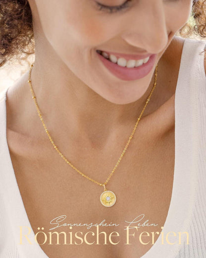 Sonne Geburtsstein Halskette 925 Silber Damen Geschenk Mama Freundin