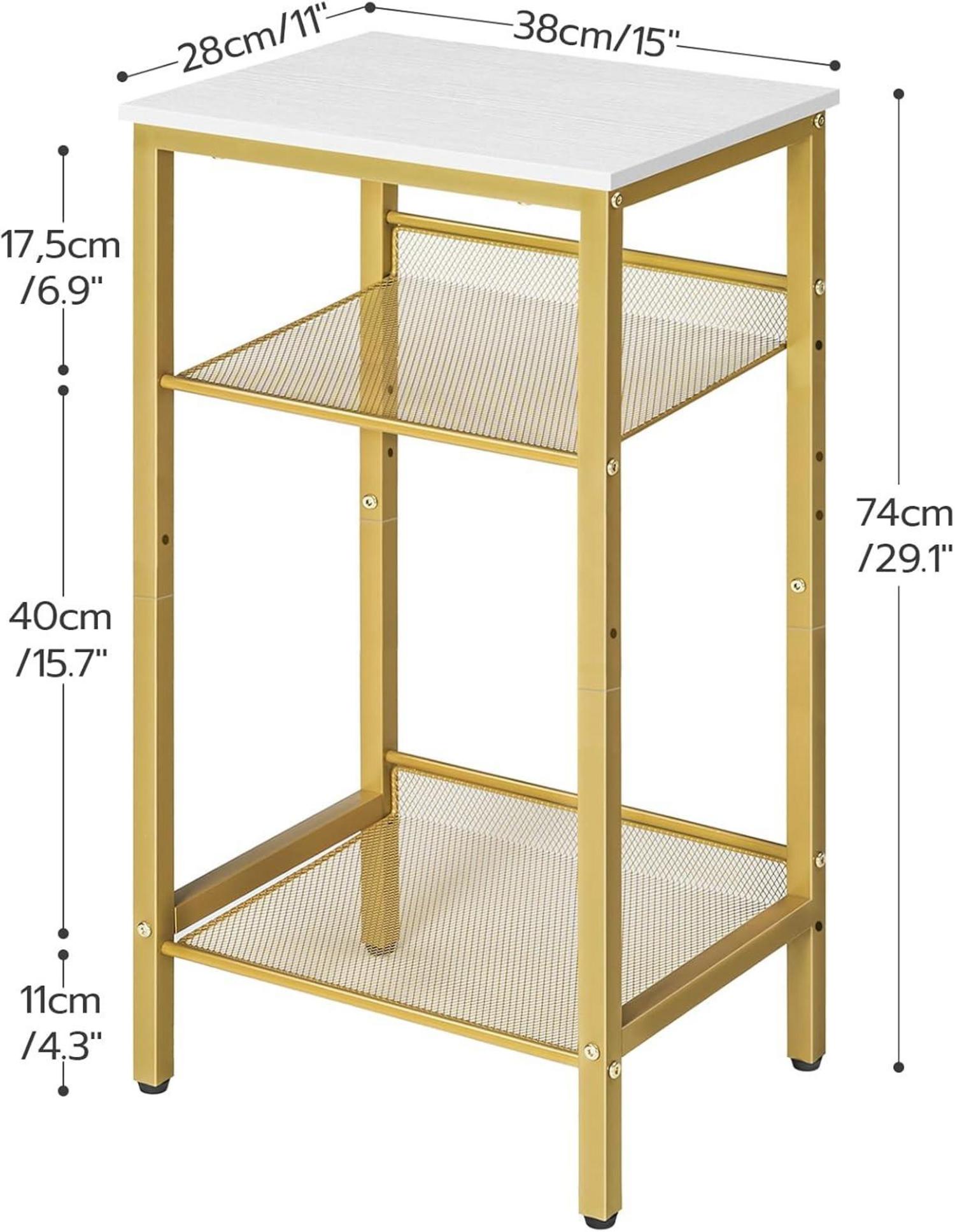 Beistelltisch mit 2 verstellbaren Gitterablagen Industrie-Design