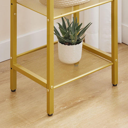 Beistelltisch mit 2 verstellbaren Gitterablagen 38x28x74cm Weiß Gold