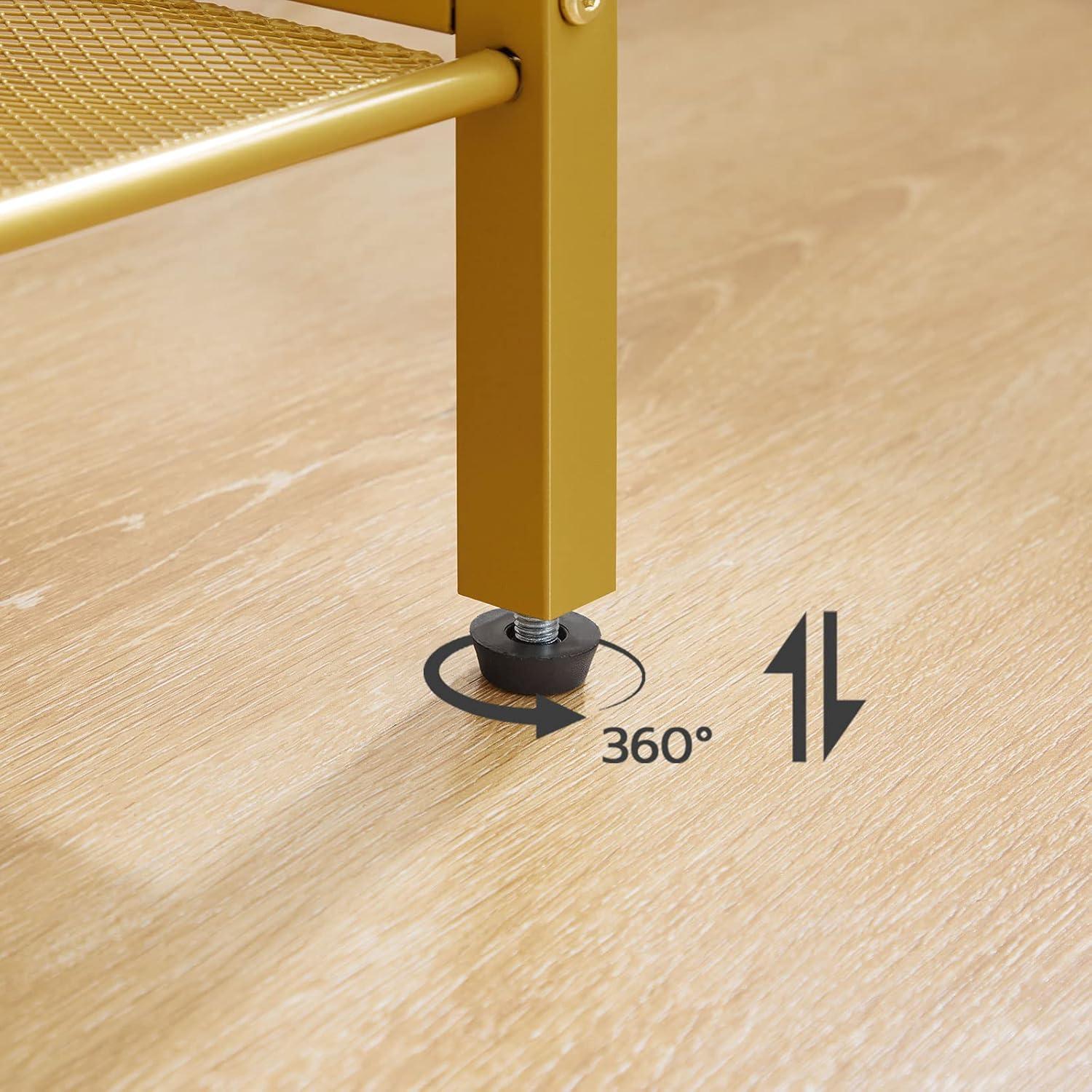 Beistelltisch mit verstellbaren Gitterablagen Industrie-Design Weiß Gold 38x28x74cm