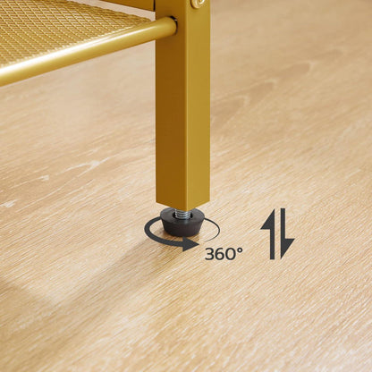 Beistelltisch mit verstellbaren Gitterablagen Industrie-Design Weiß Gold 38x28x74cm