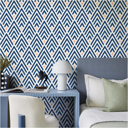 Selbstklebende Geometrische Tapete Blau Weiß 44.5x500cm PVC