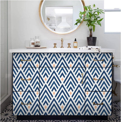 Geometrische Selbstklebende Tapete Weiß Blau 44.5x500cm PVC
