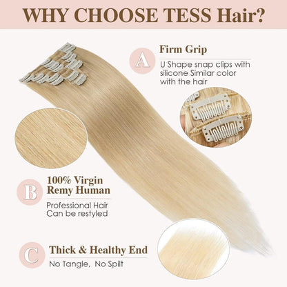 Echthaar Clip-In Extensions – Mittleres Blond, 45cm
