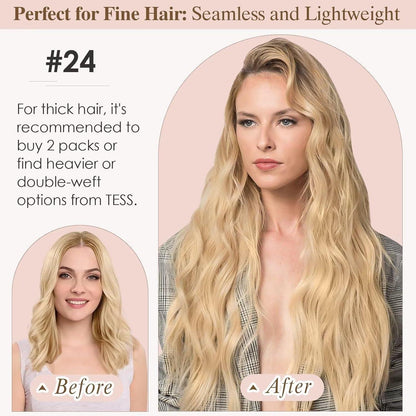 Echthaar Clip-In Extensions – Mittleres Blond, 45cm