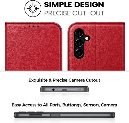 Handyhülle Samsung Galaxy A14 4G 5G Rot PU Leder Stand Magnet