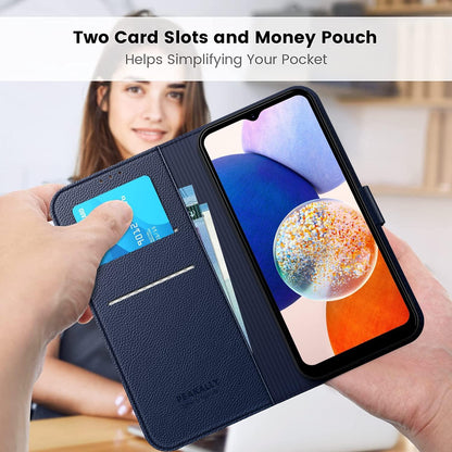 Handyhülle Samsung Galaxy A14 4G 5G PU Leder RFID Blau
