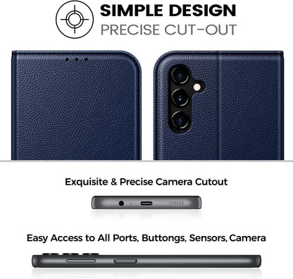 Handyhülle Samsung Galaxy A14 4G 5G PU Leder RFID Blau