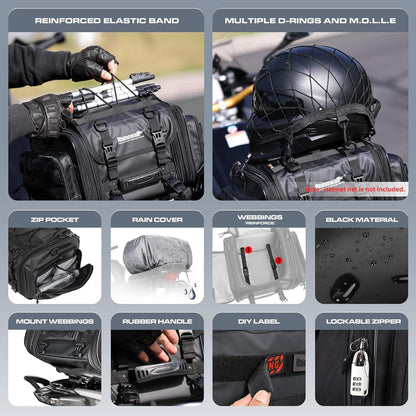 Motorrad Rücksitztasche 19-26L Wasserdicht & Erweiterbar