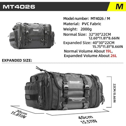 Motorrad Rücksitztasche 19-26L Wasserdicht & Erweiterbar