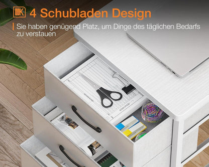 ODK L-förmiger Schreibtisch mit USB-Ladeanschluss, Steckdose, 4 Schubladen