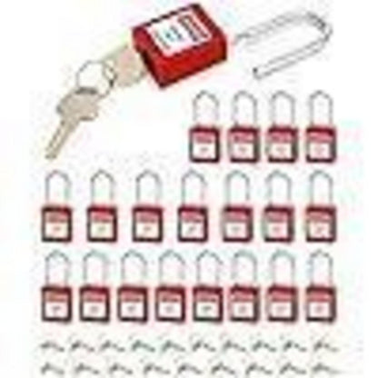 Rotes Lockout-Tagout-Schloss-Set, 20 Stück mit 40 Schlüsseln