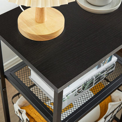 Beistelltisch mit Gitterablagen Schwarz Industrie-Design