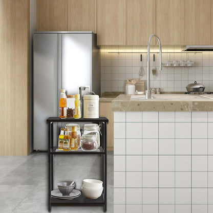 Beistelltisch mit Gitterablagen, Schwarz, Industrie-Design