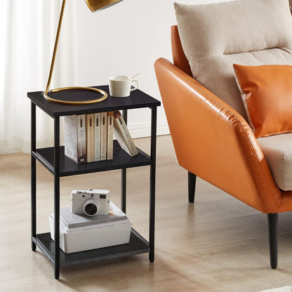 IBUYKE Beistelltisch mit 3 Ebenen Schwarz Industrie-Design