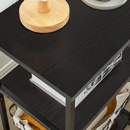 IBUYKE Beistelltisch mit 3 Ebenen Schwarz Industrie-Design
