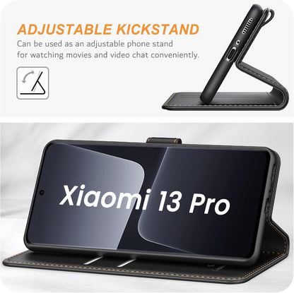 Xiaomi 13 Pro 5G Handyhülle Premium Leder Klapphülle Schwarz