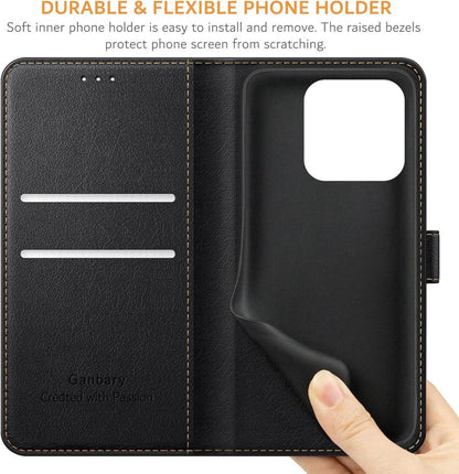 Handyhülle für Xiaomi 13 Pro 5G - Premium Leder Klapphülle, Schwarz