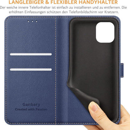 Handyhülle iPhone 11 Leder Klapphülle Magnet Schutzhülle Blau