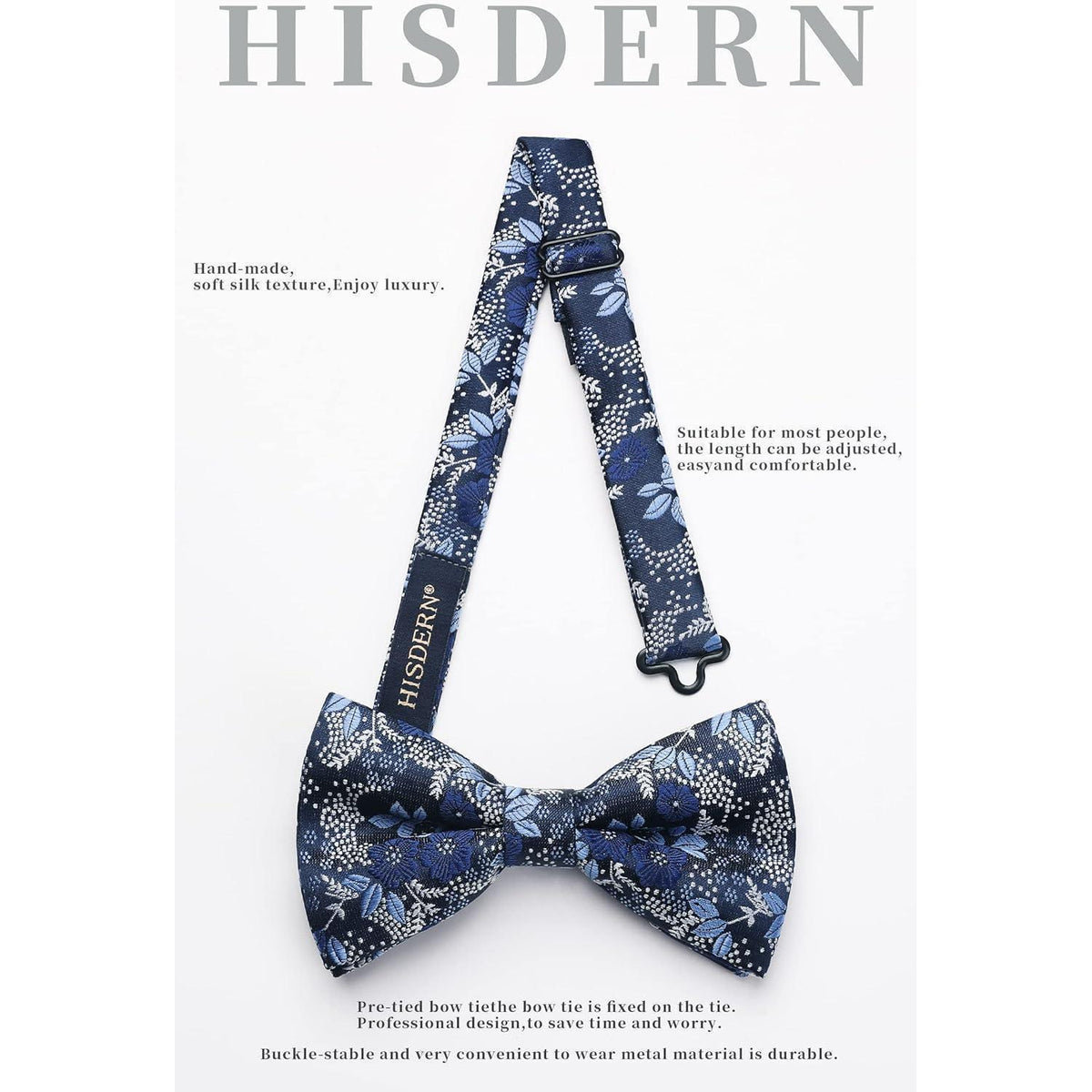 Herren Fliegen Set mit Einstecktuch und Manschettenknöpfen, Paisley Blau