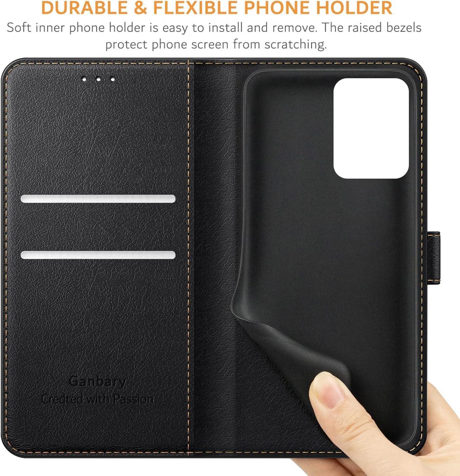 Handyhülle Xiaomi Redmi Note 12 5G Poco X5 5G Schwarz Leder Klapphülle