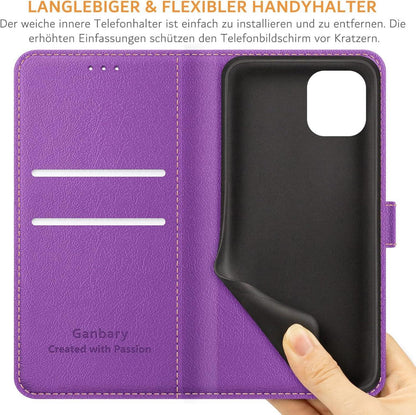 Handyhülle für iPhone 11 - Premium Leder Klapphülle mit