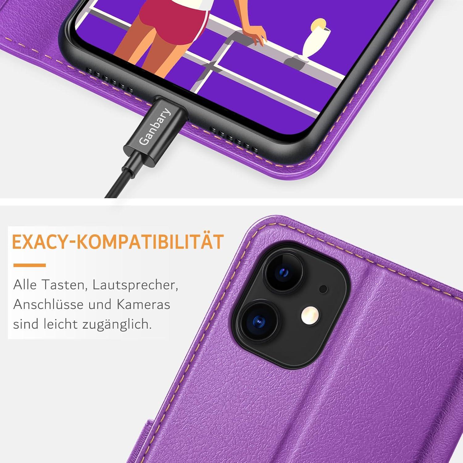 iPhone 11 Leder Handyhülle Klapphülle mit Kartenschlitzen und Standfunktion