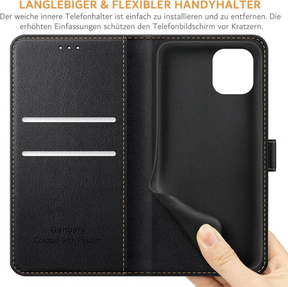 iPhone 11 Hülle Leder Klapphülle mit Kartenschlitzen Magnetverschluss