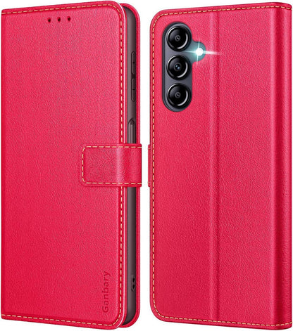 Samsung Galaxy A14 5G Hülle - Premium Leder Klapphülle Rot