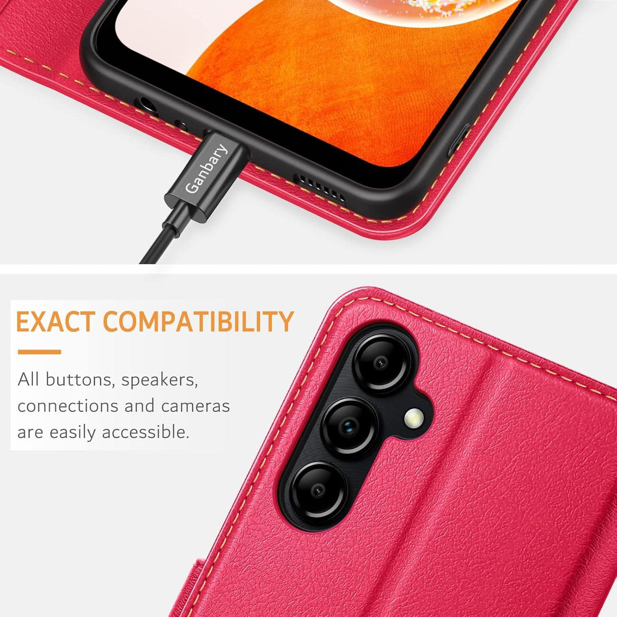 Handyhülle Samsung Galaxy A14 4G 5G Leder Klapphülle Rot