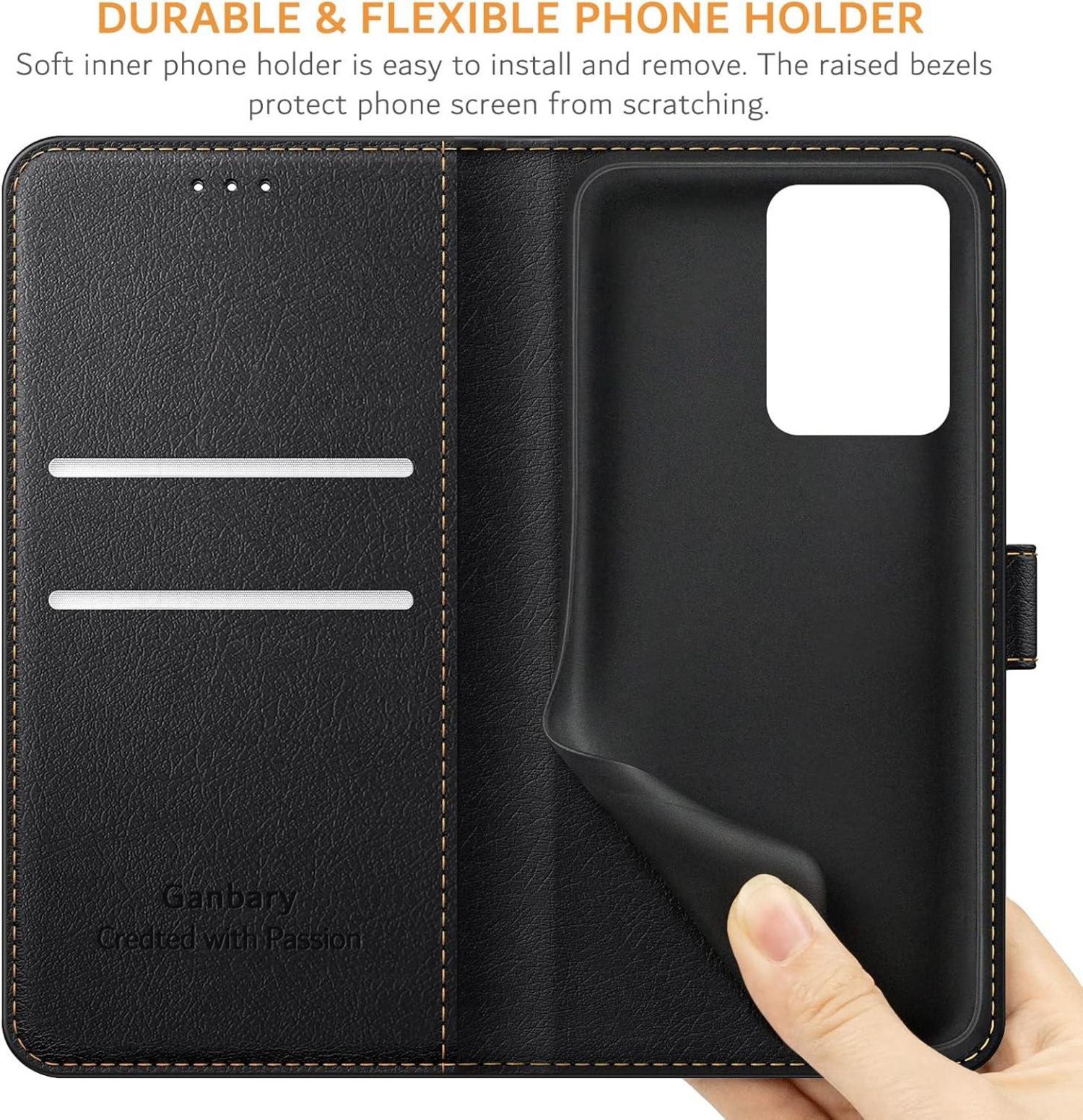 Premium Leder Handyhülle Xiaomi Redmi Note 12 Pro 5G Poco X5 Pro 5G - Schwarz