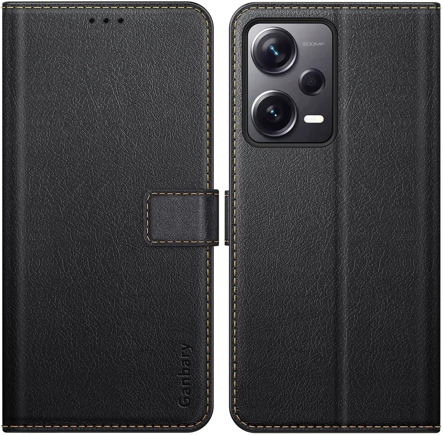 Xiaomi Redmi Note 12 Pro 5G Leder Handyhülle mit Kartenschlitzen und Standfunktion