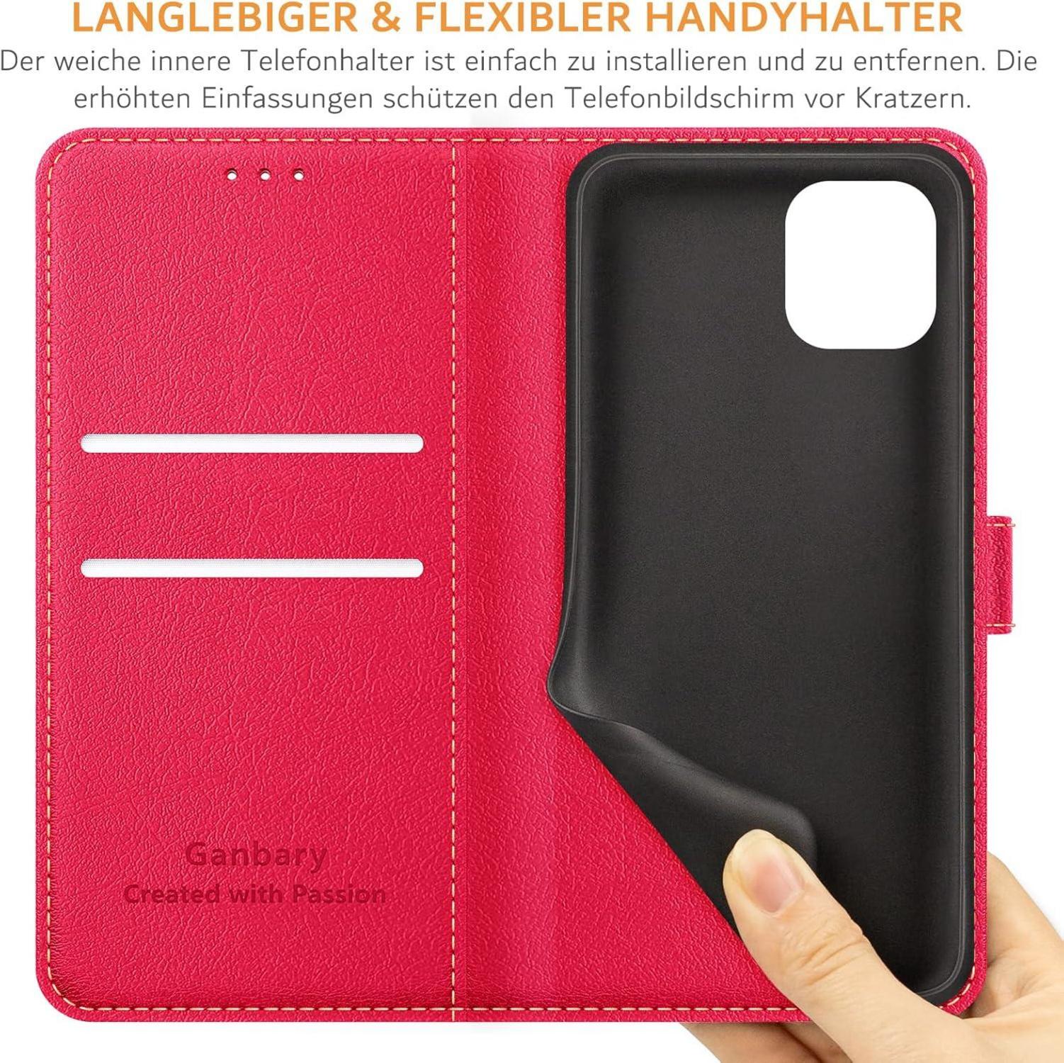 Handyhülle für iPhone 11 Premium Leder Klapphülle Rot Standfunktion