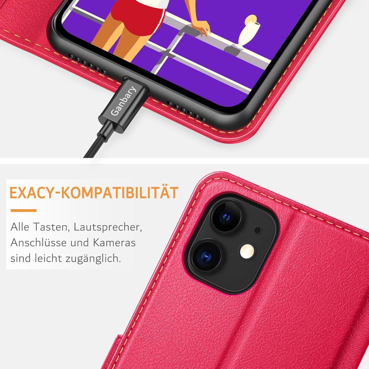 iPhone 11 Premium Leder Klapphülle mit