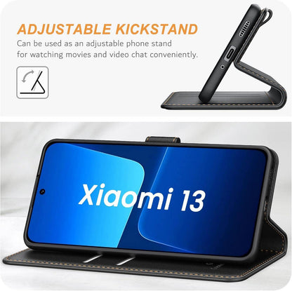 Handyhülle für Xiaomi 13 5G Leder Klapphülle Schwarz mit Kartenschlitzen und Standfunktion