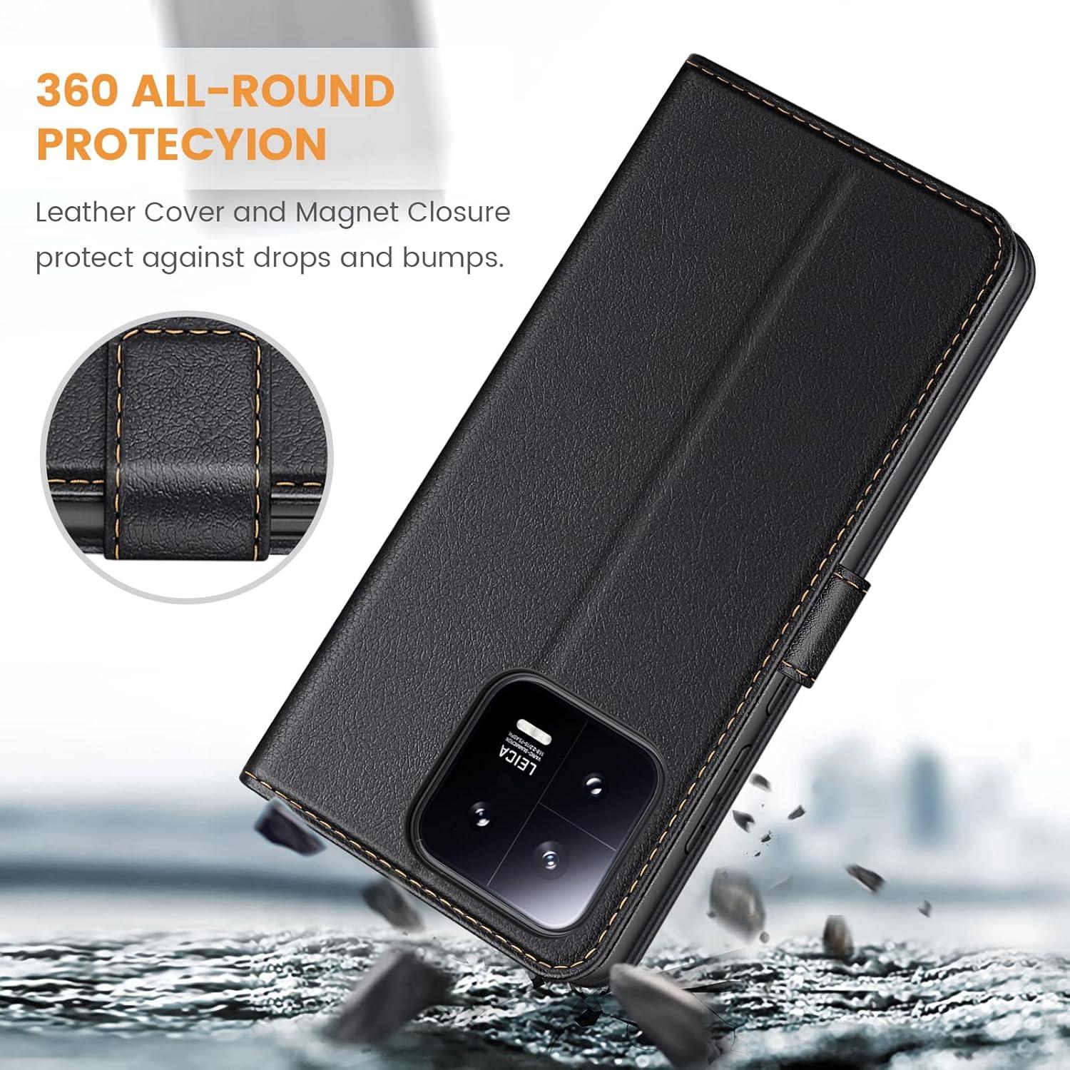 Leder Handyhülle für Xiaomi 13 5G mit Kartenfächern und Standfunktion