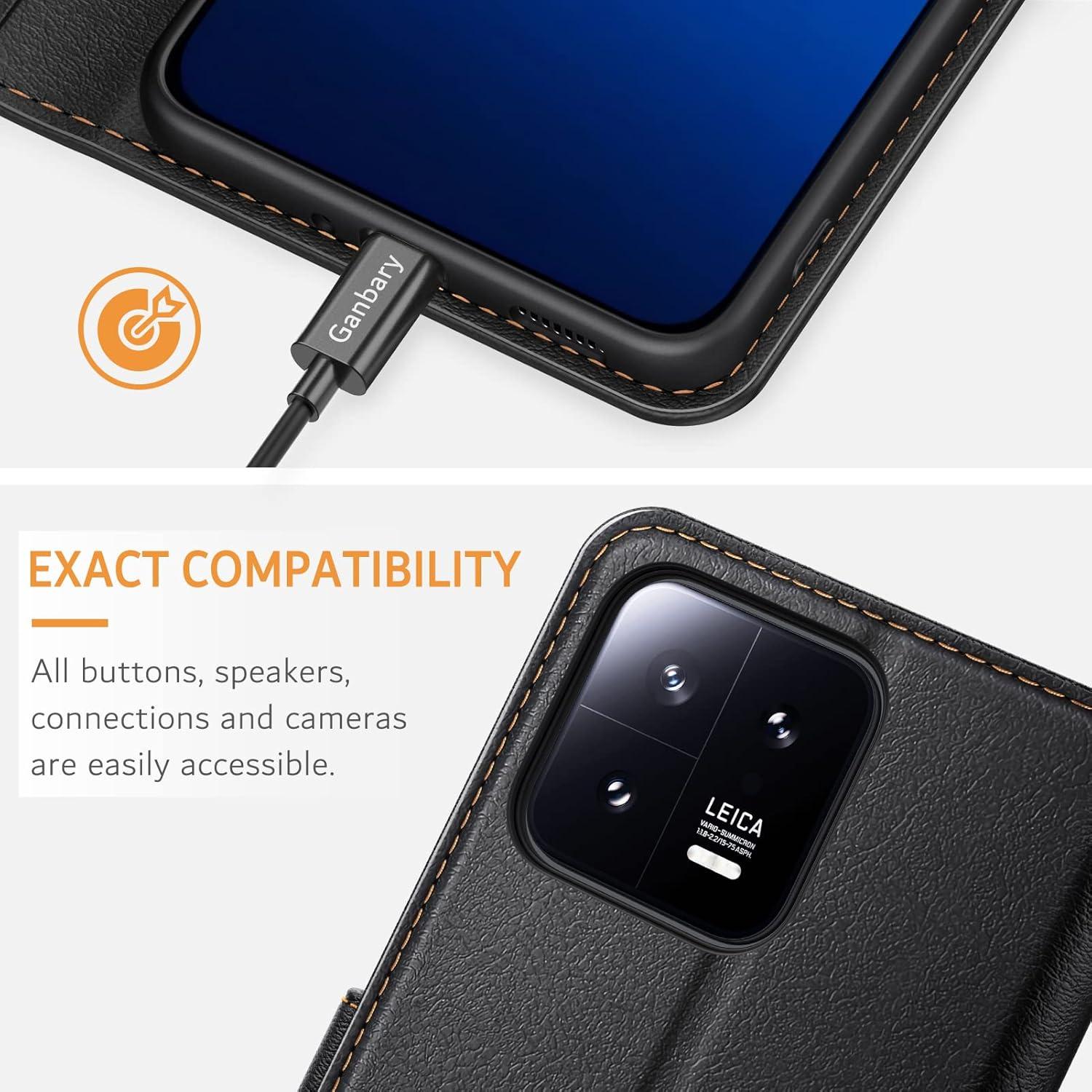 Leder Handyhülle für Xiaomi 13 5G mit Kartenfächern und Standfunktion
