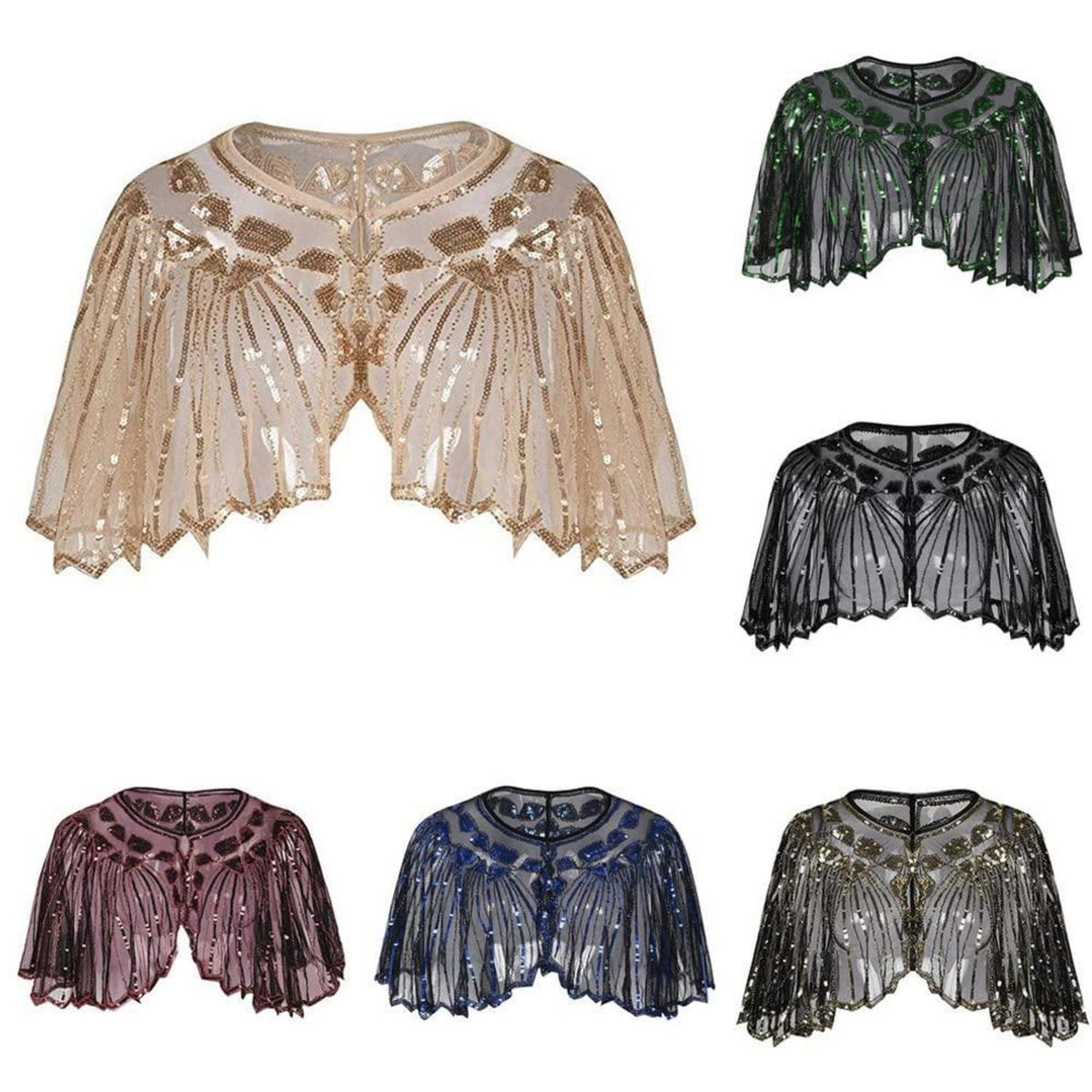 Vintage Schal mit Pailletten & Perlen, 1920er Jahre Flapper