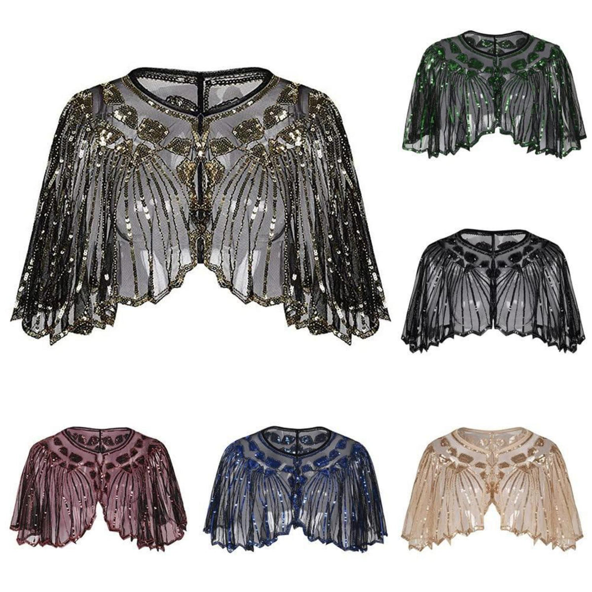 Vintage Schal mit Pailletten & Perlen, 1920er Jahre Flapper