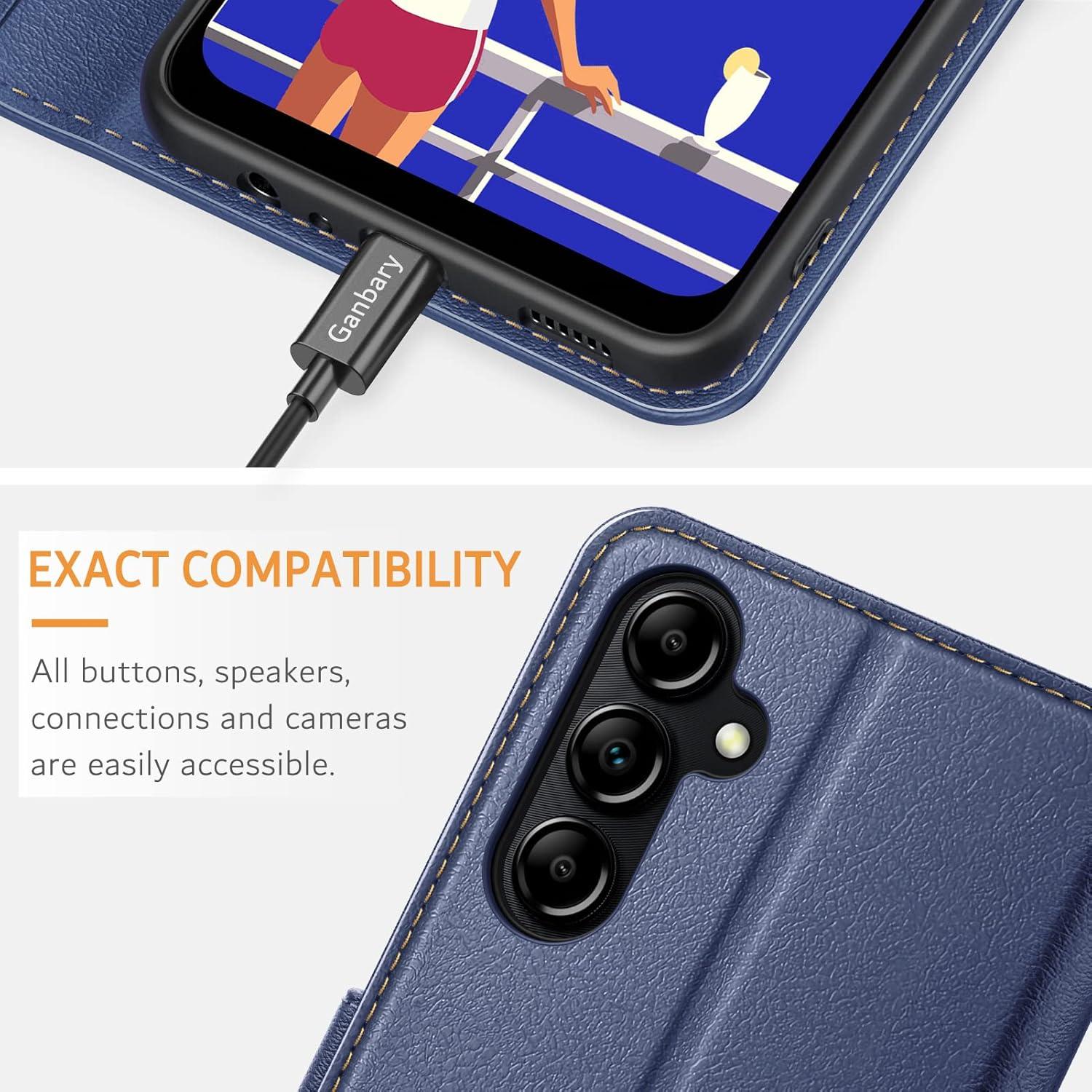 Handyhülle Samsung Galaxy A14 4G 5G Leder Klapphülle Blau
