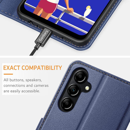 Handyhülle Samsung Galaxy A14 4G 5G Leder Klapphülle Blau