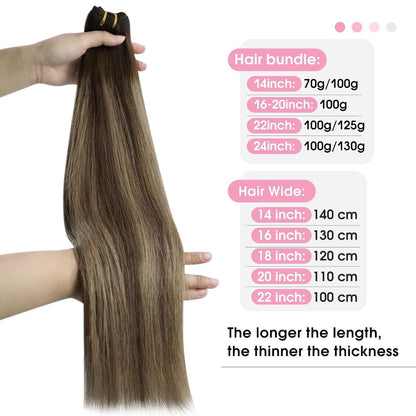 Echthaar Tressen Ombre 40cm - Dunkelbraun mit Blond