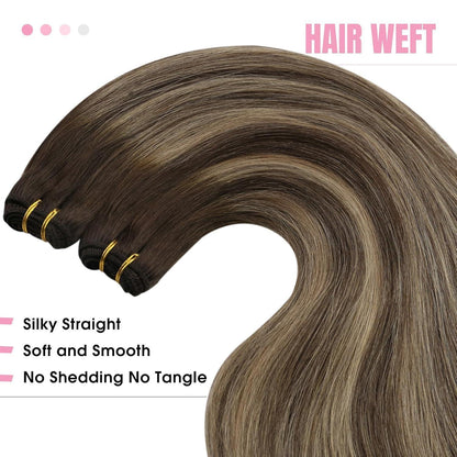 Echthaar Tressen Ombre 40cm - Dunkelbraun mit Blond