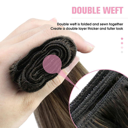 Echthaar Tressen Ombre 40cm - Dunkelbraun mit Blond